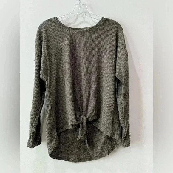 New York Laundry Crewneck Ribbed Sweater with Tie Front - Size M - Picture 1 of 10